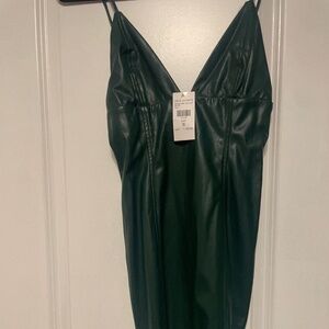 Green Fashion Nova faux leather mini dress. NWT